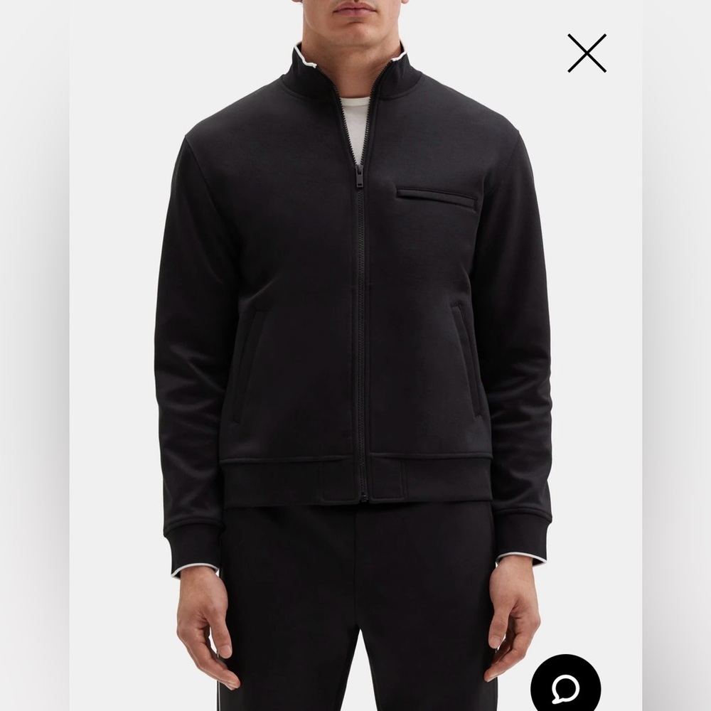 Theory Zip Jacket in Double-Knit Jersey Stand Collar Black Size XS NWT